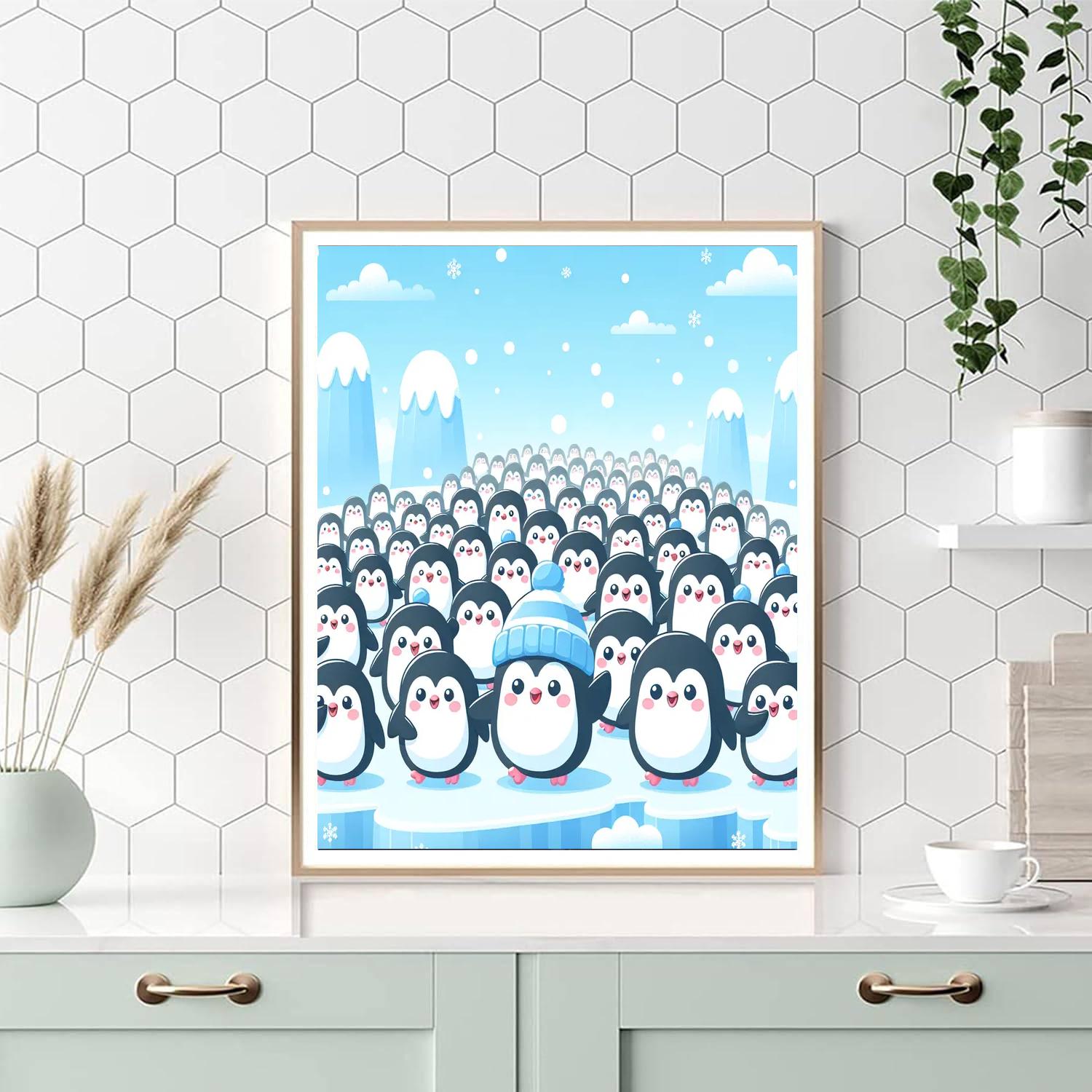Cuddly Penguin Parade Paint By Numbers Art
