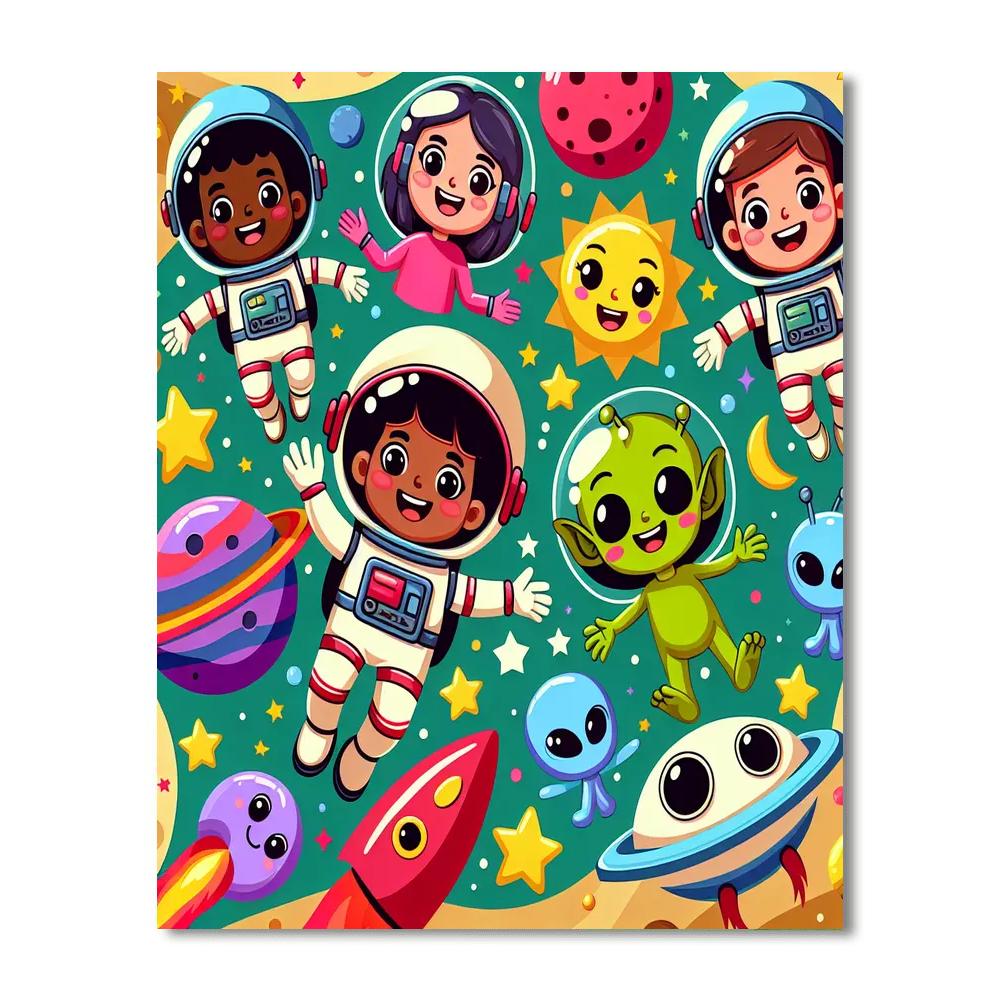 Whimsical Space Journey Painting Number Kit
