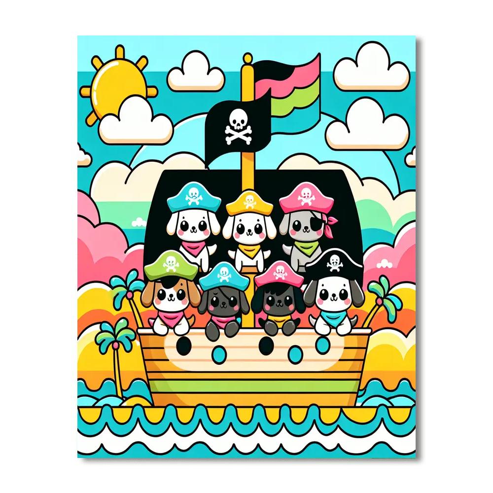 Puppy Pirate Pursuit Number Painting