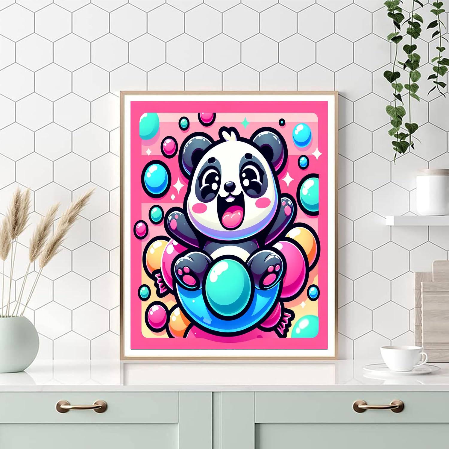 Bouncing Bubblegum Panda Paint By Numbers Art