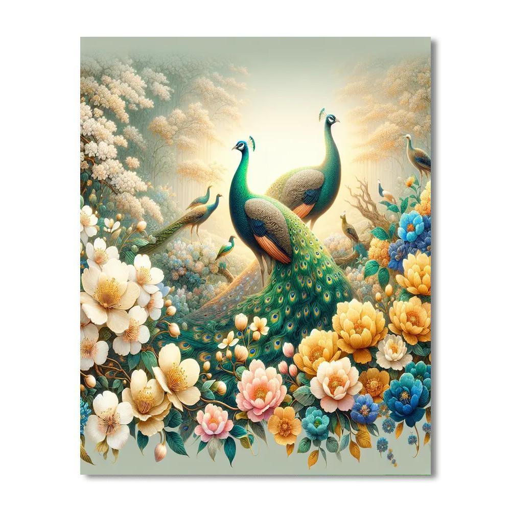 Regal Peacocks In Bloom Painting By Numbers Kit