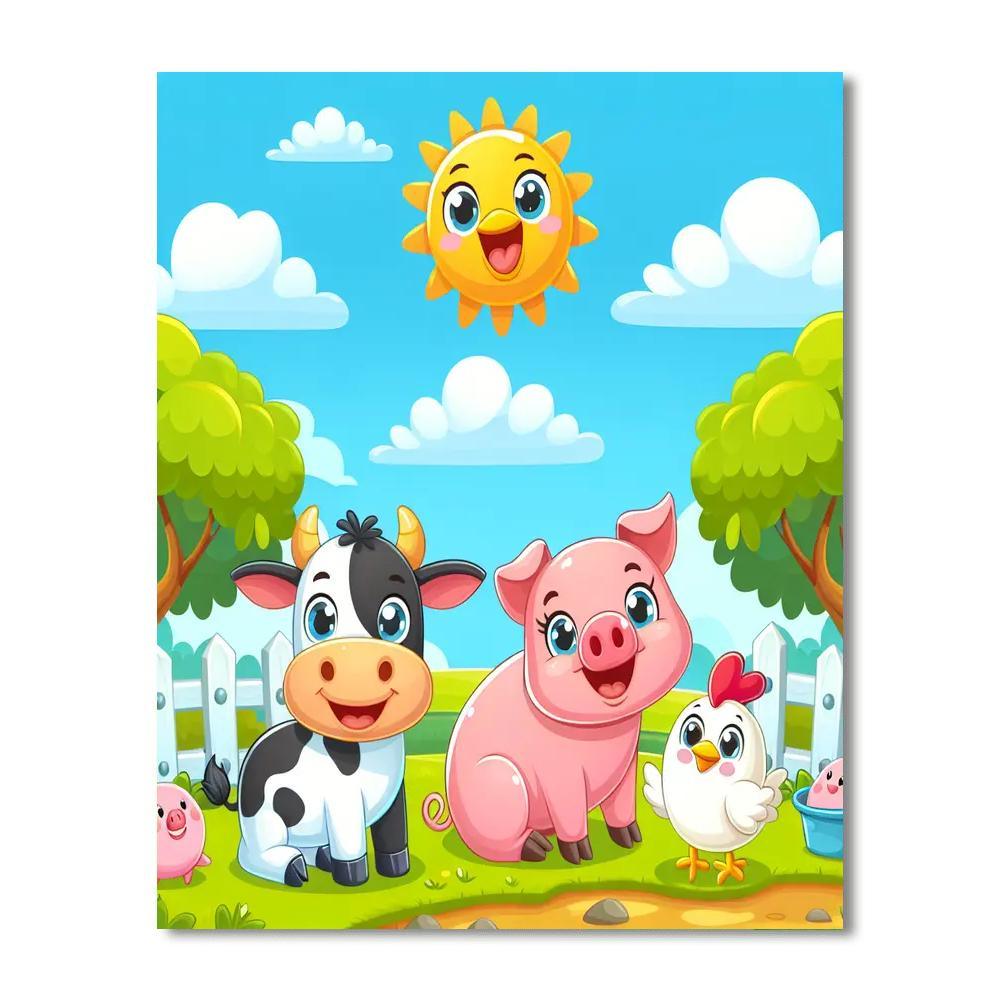Colorful Farmyard Fun Painting By Numbers Kit