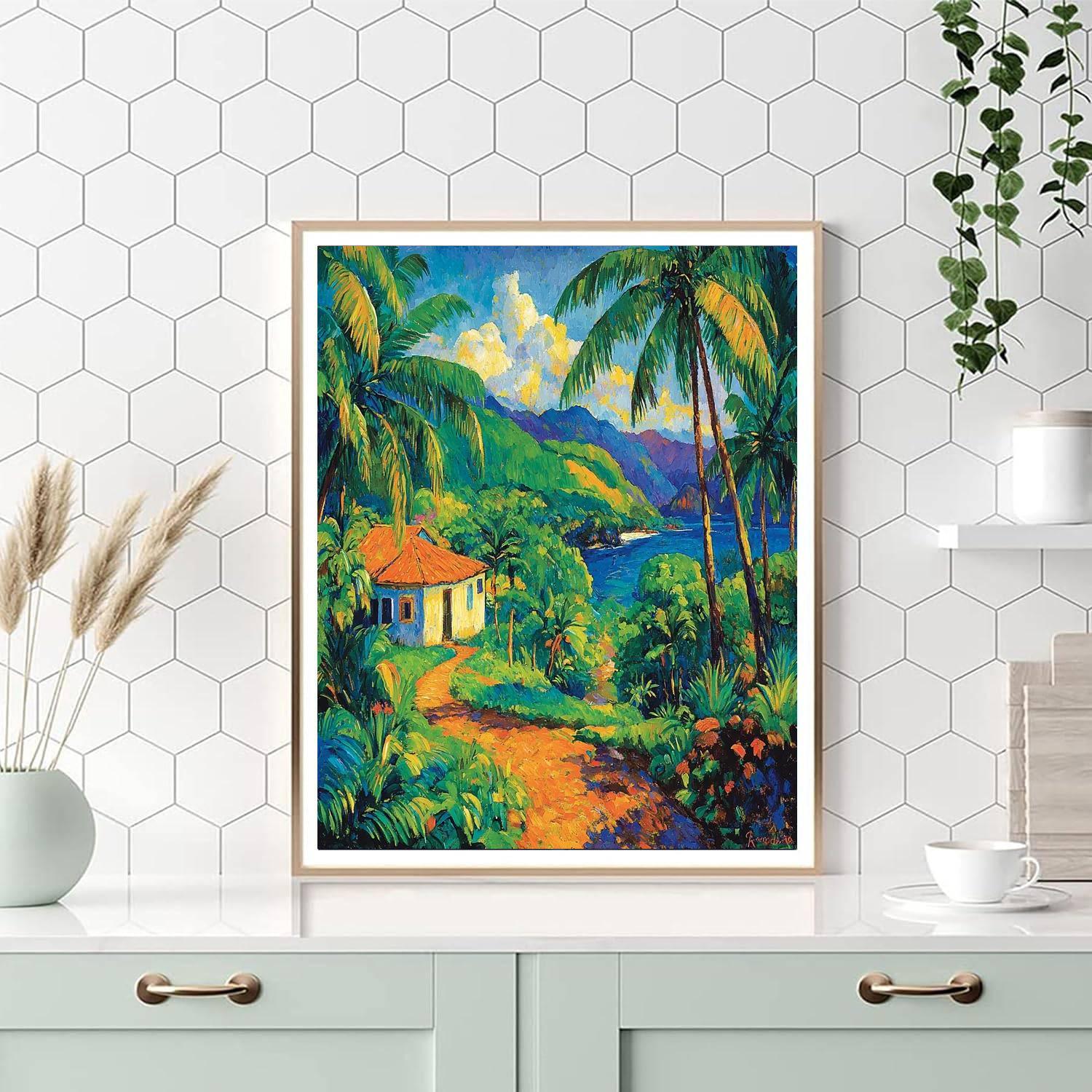 Paul Gauguin Inspired Prismatic Tropical Paradise  DIY Paint By Numbers
