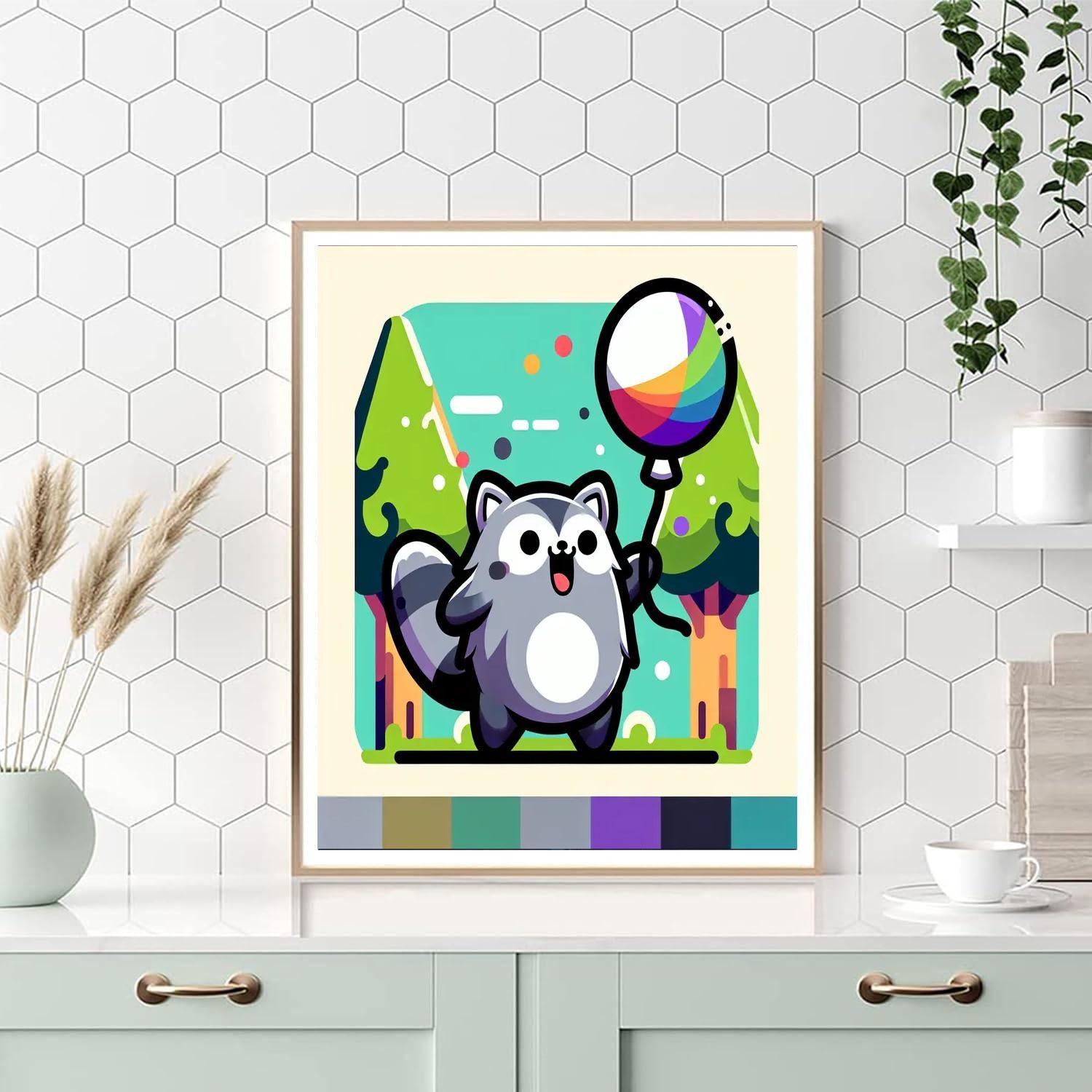 Energetic Raccoon Painting By Numbers Kit