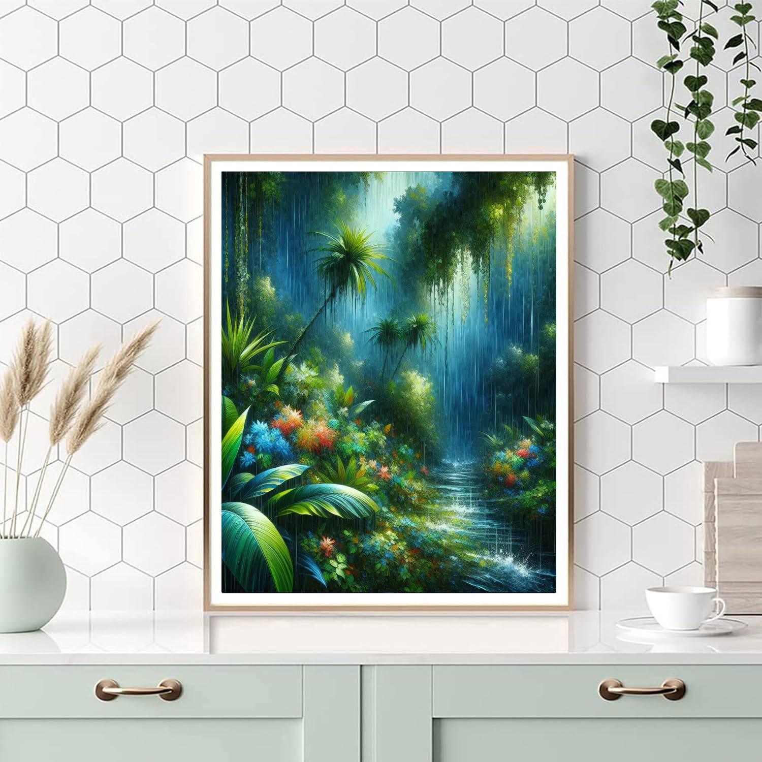 Tropical Rain Shower DIY Paint By Numbers