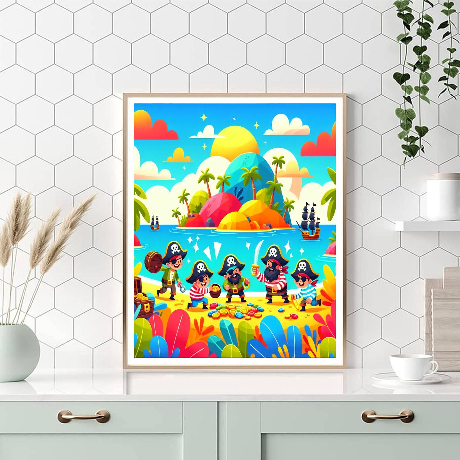 Playful Pirate Treasure Paint By Numbers Art