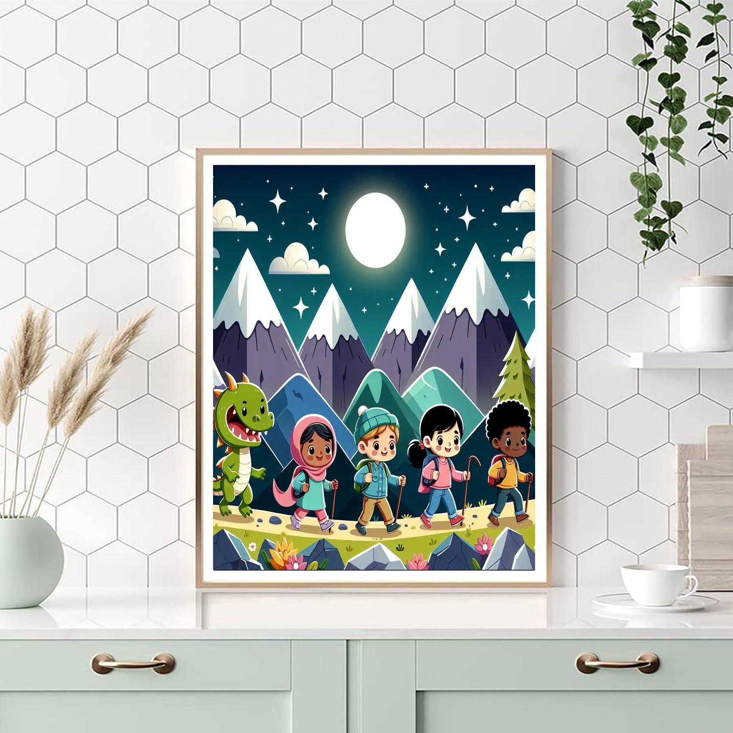Moonlit Mountain Adventure Number Painting