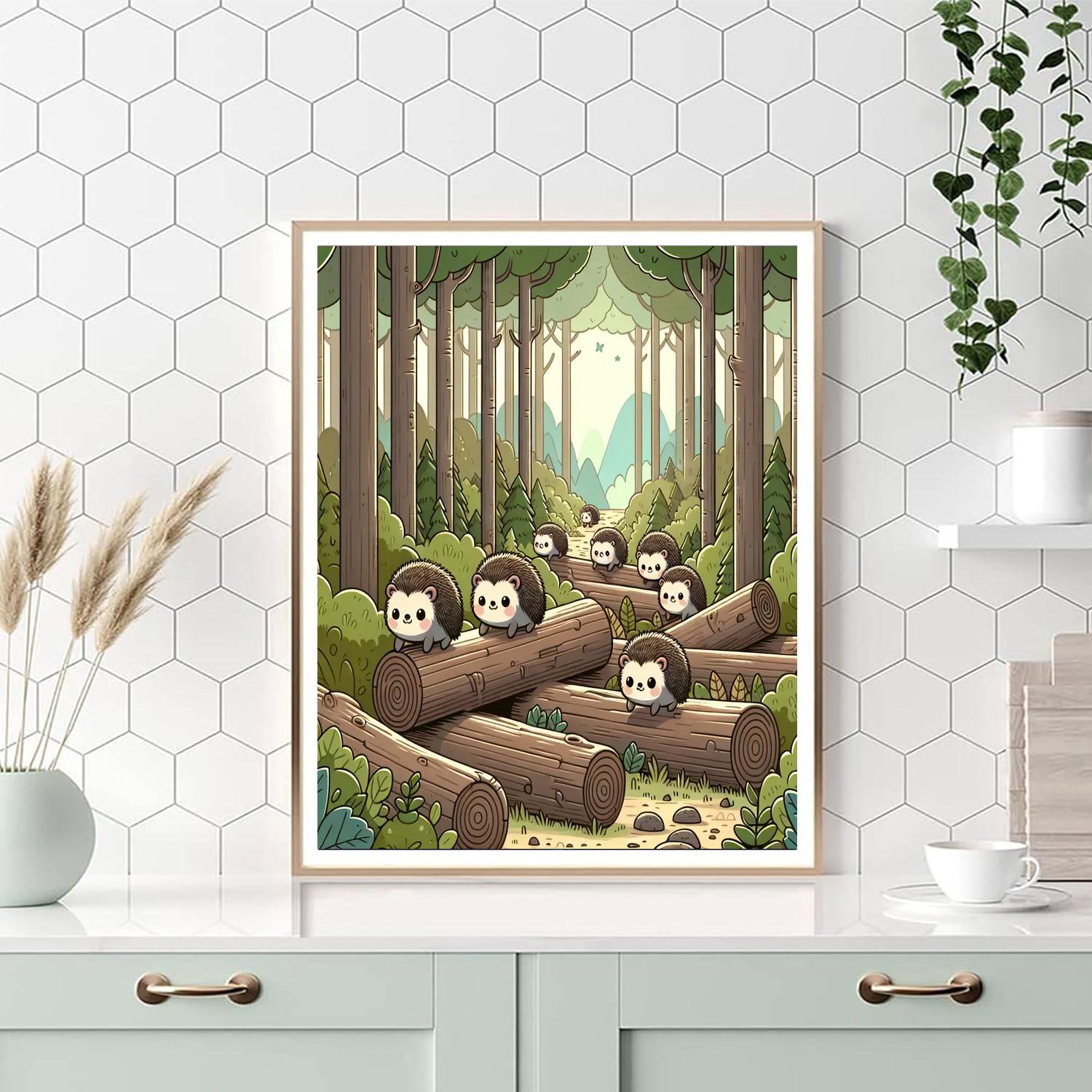 Hedgehog Hiking Expedition Number Painting