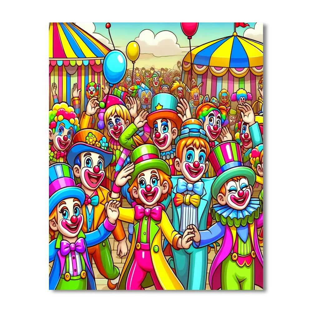 Circus Clown Parade Paint By Numbers Art