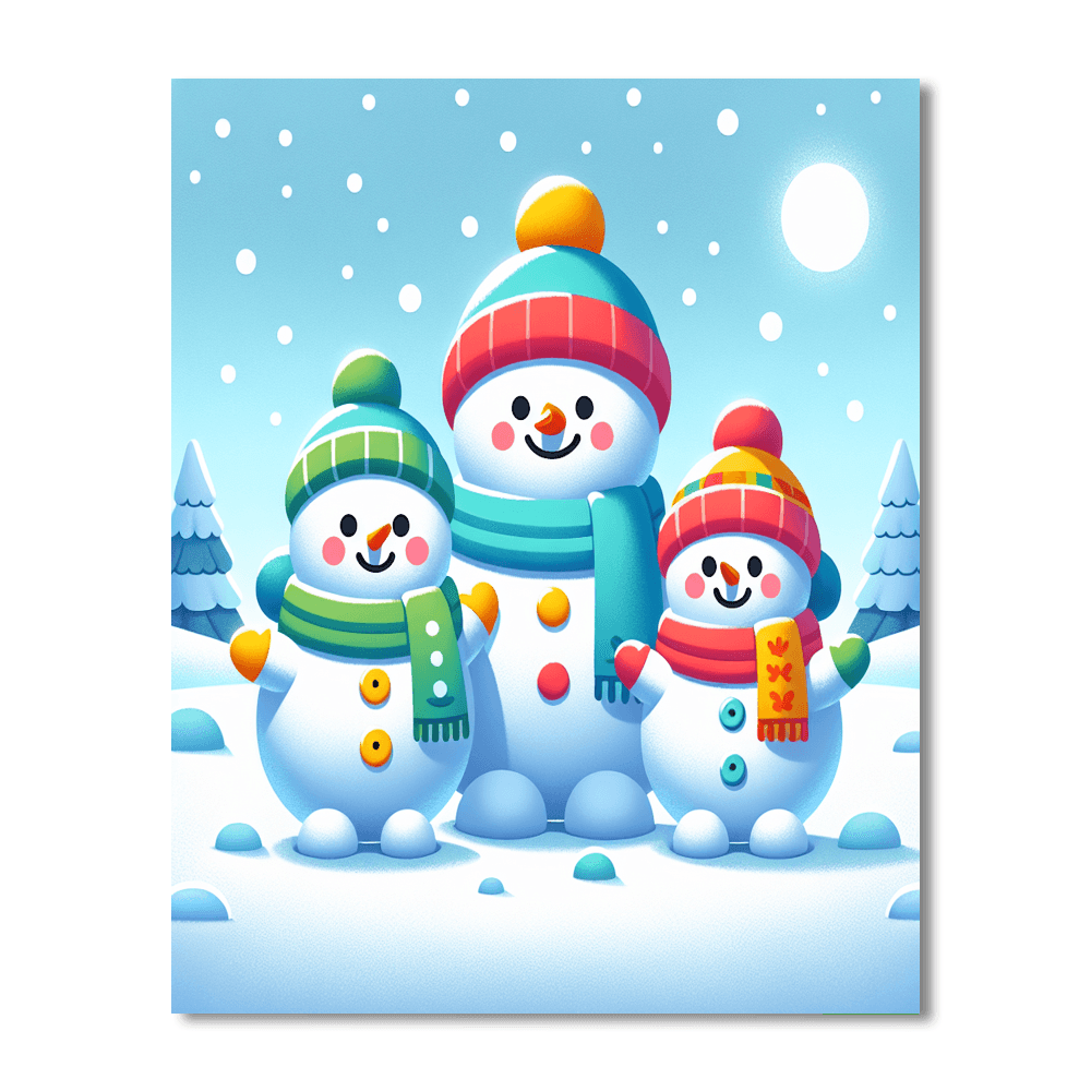 Merry Snowman Family Paint By Numbers
