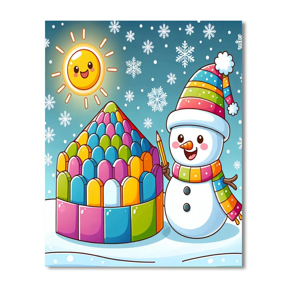 Happy Snowman Fun Paint By Numbers Art