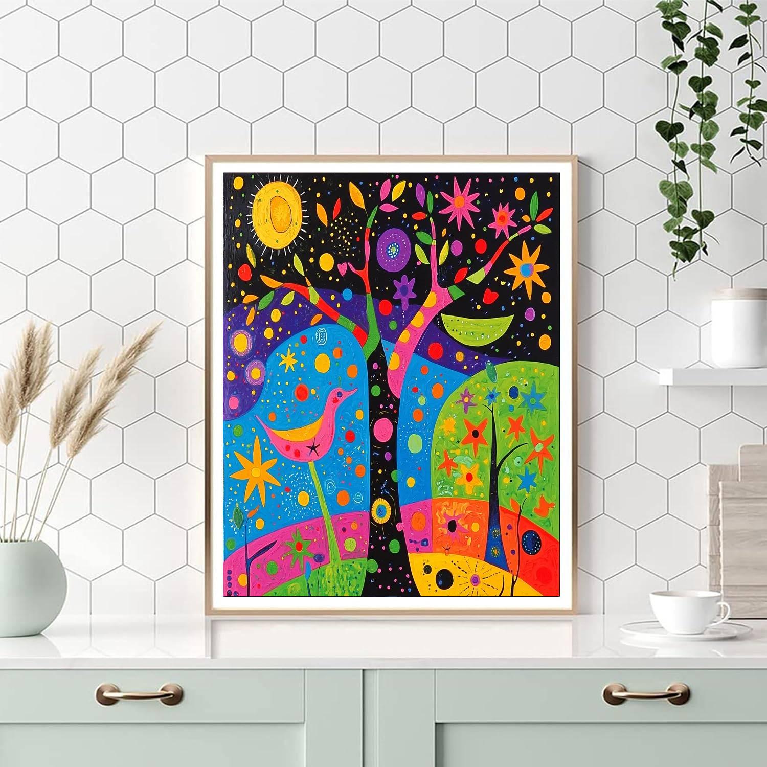 Joan Miró Inspired Surreal Elements  Number Painting