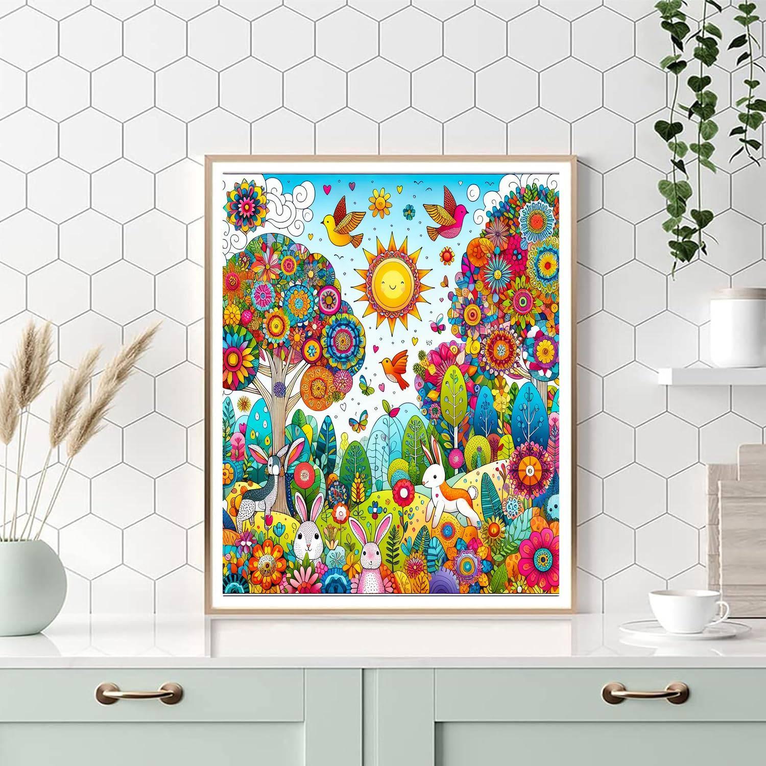 Colorful Whimsical Forest Paint By Numbers Art
