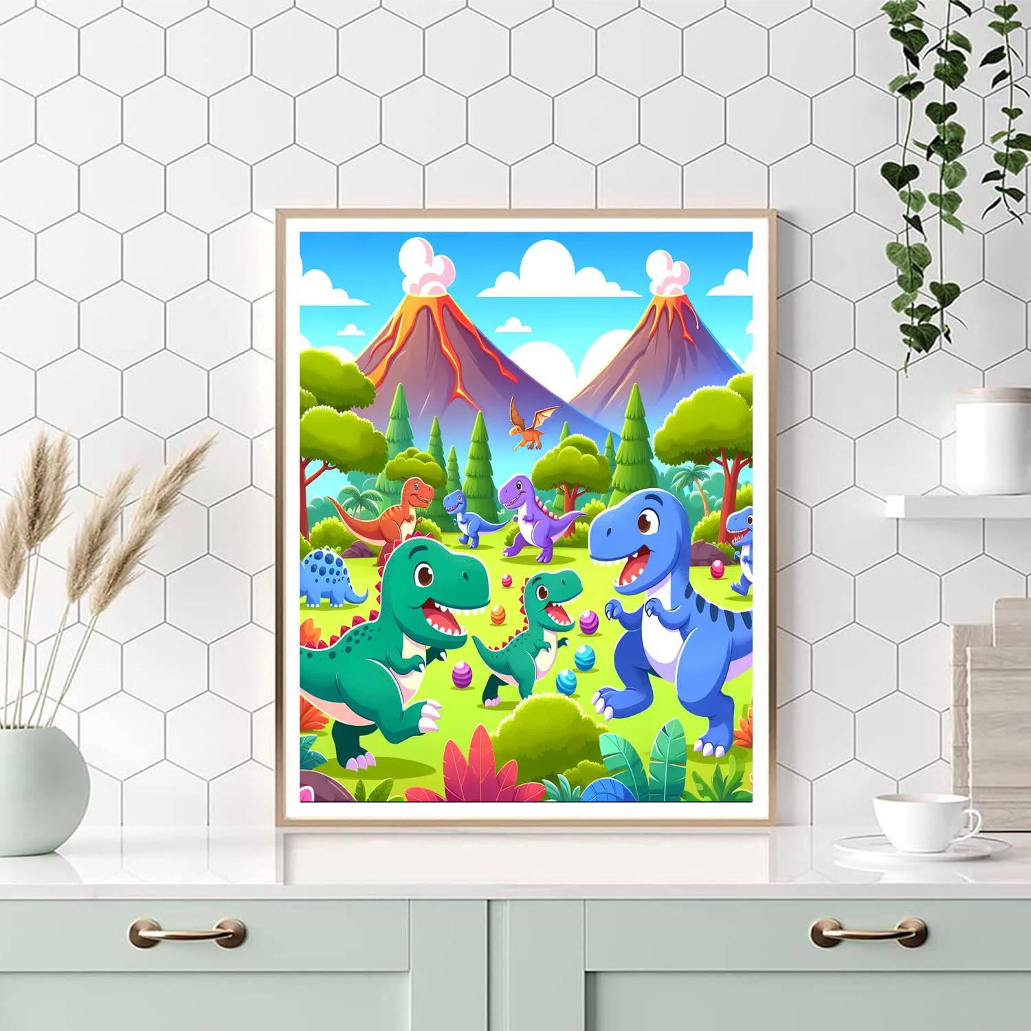 Happy Dinosaur Friends DIY Paint By Numbers