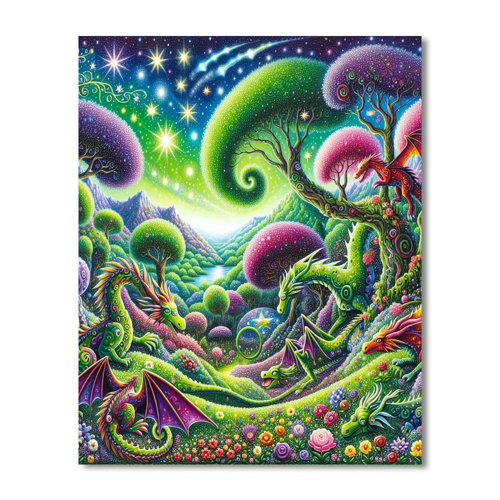 Whimsical Dragon Tales Number Painting