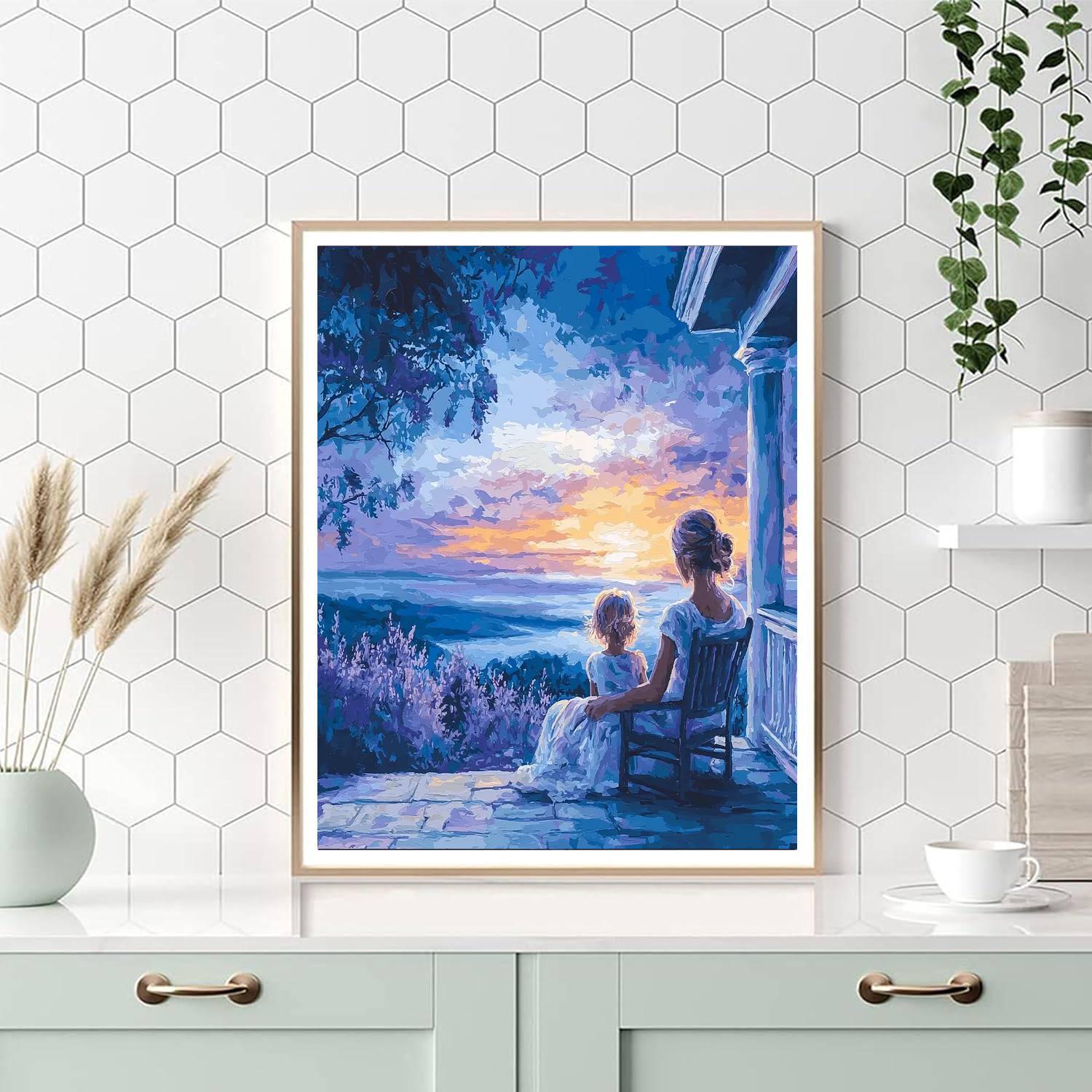 Mother And Child At Dusk Numbered Painting Kits