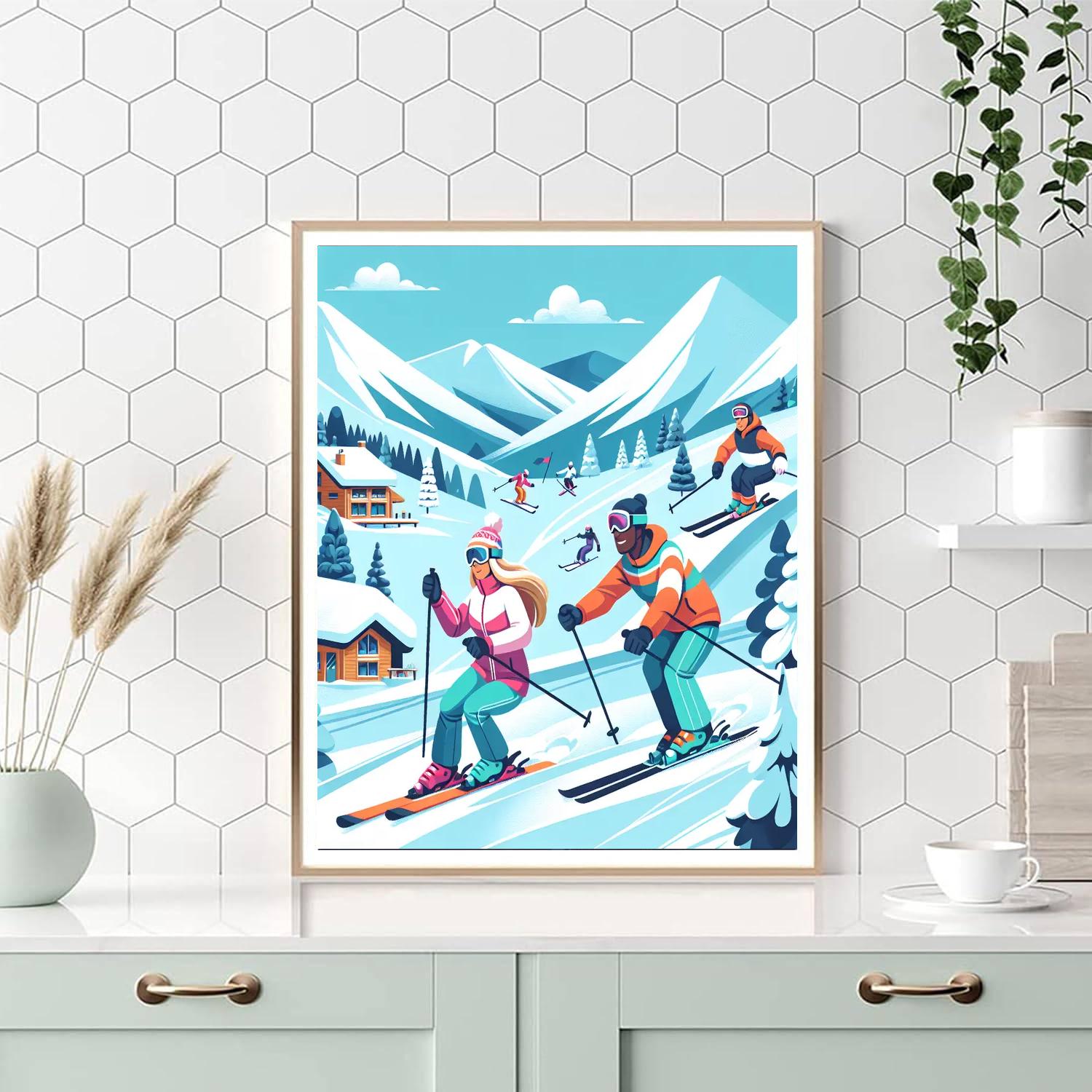 Mountain Top Ski Adventure Paint By Color