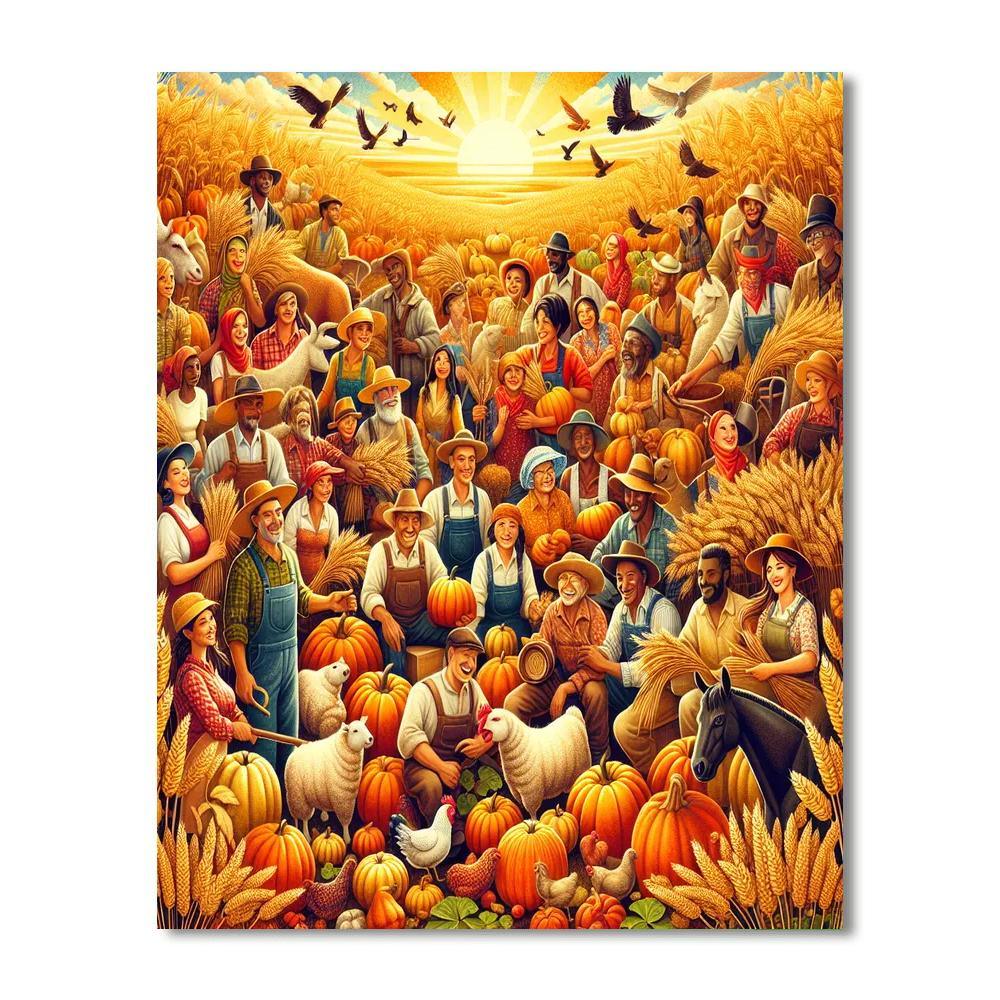 Golden Harvest Festival Number Painting