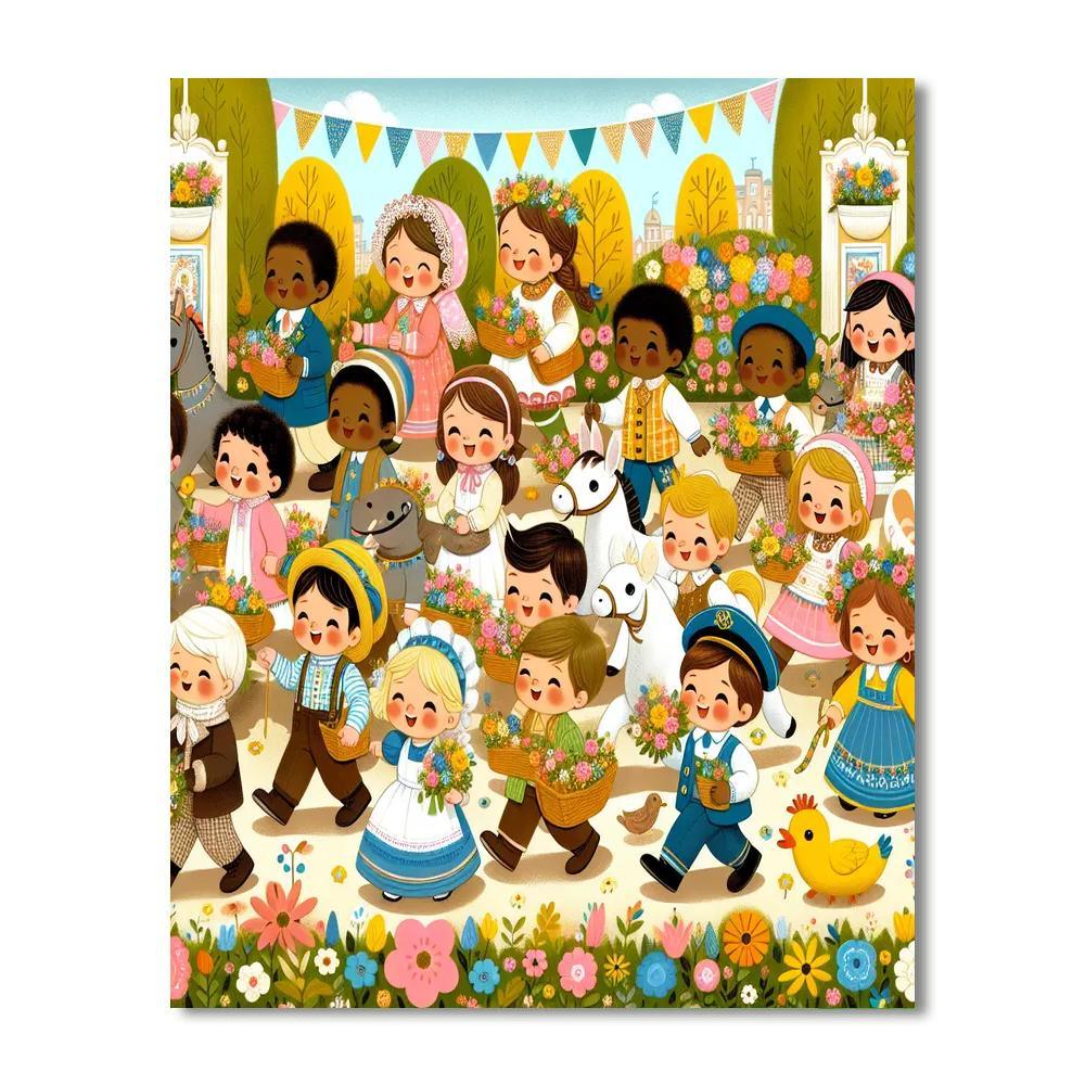 Springtime Flower Parade Painting By Numbers Kit