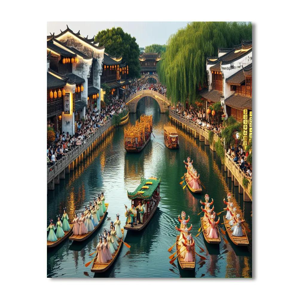 Jiangnan Water Town Festival Paint By Numbers Art