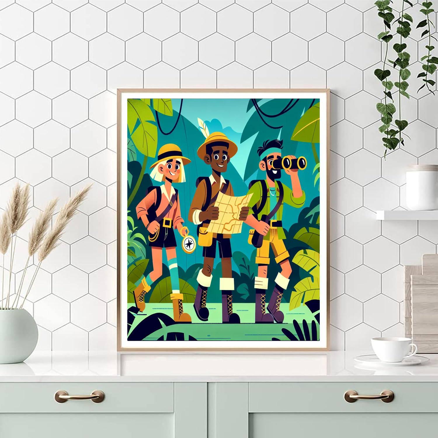 Treasure Hunters In The Jungle Painting By Numbers Kit