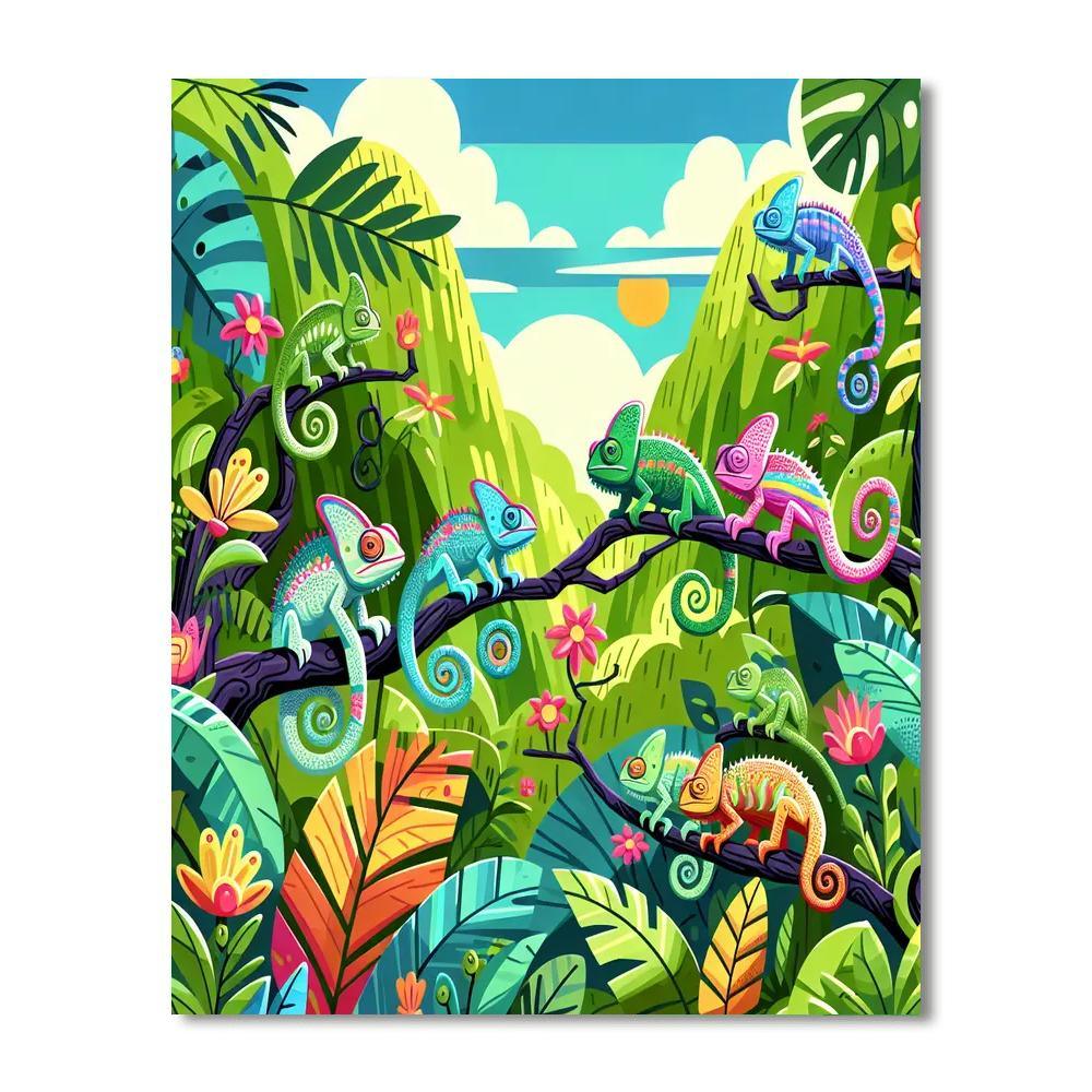 Curious Chameleons Paint By Numbers Art