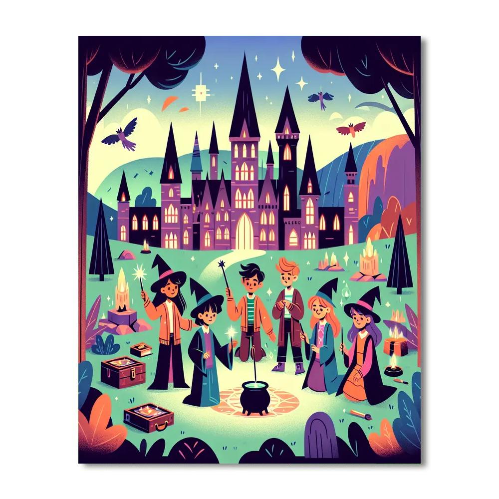 Fantasy Wizard School Paint By Numbers Art