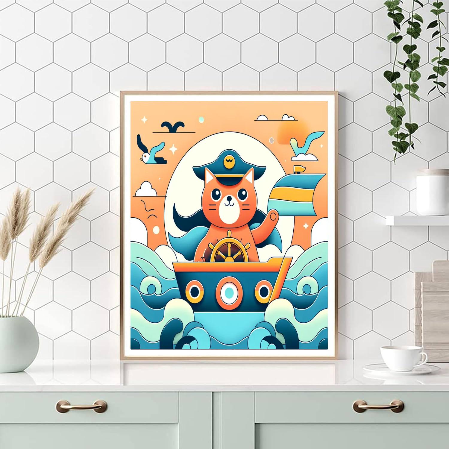 Courageous Cat Captain Paint By Numbers