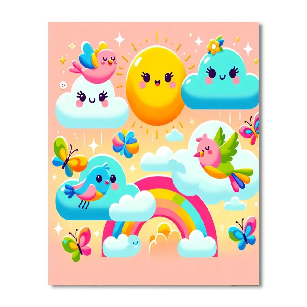 Cute Creatures In The Sky Paint By Numbers Art