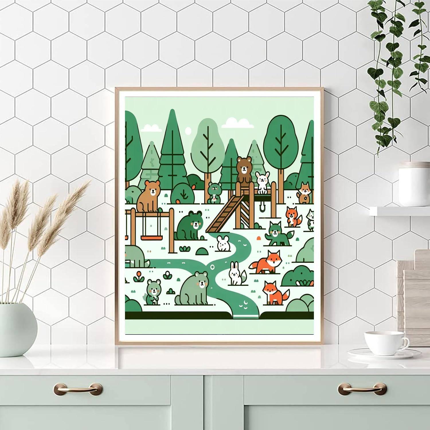 Nature's Playground With Forest Animals Paint By Number