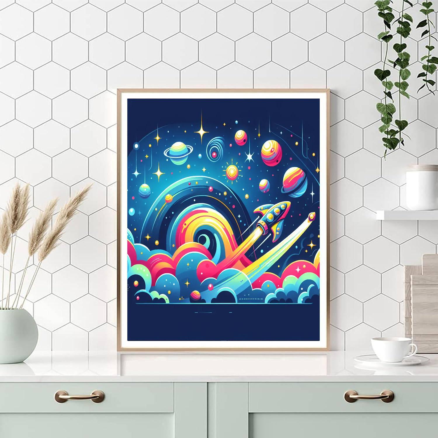 Space Adventure Galaxy Painting Number Kit