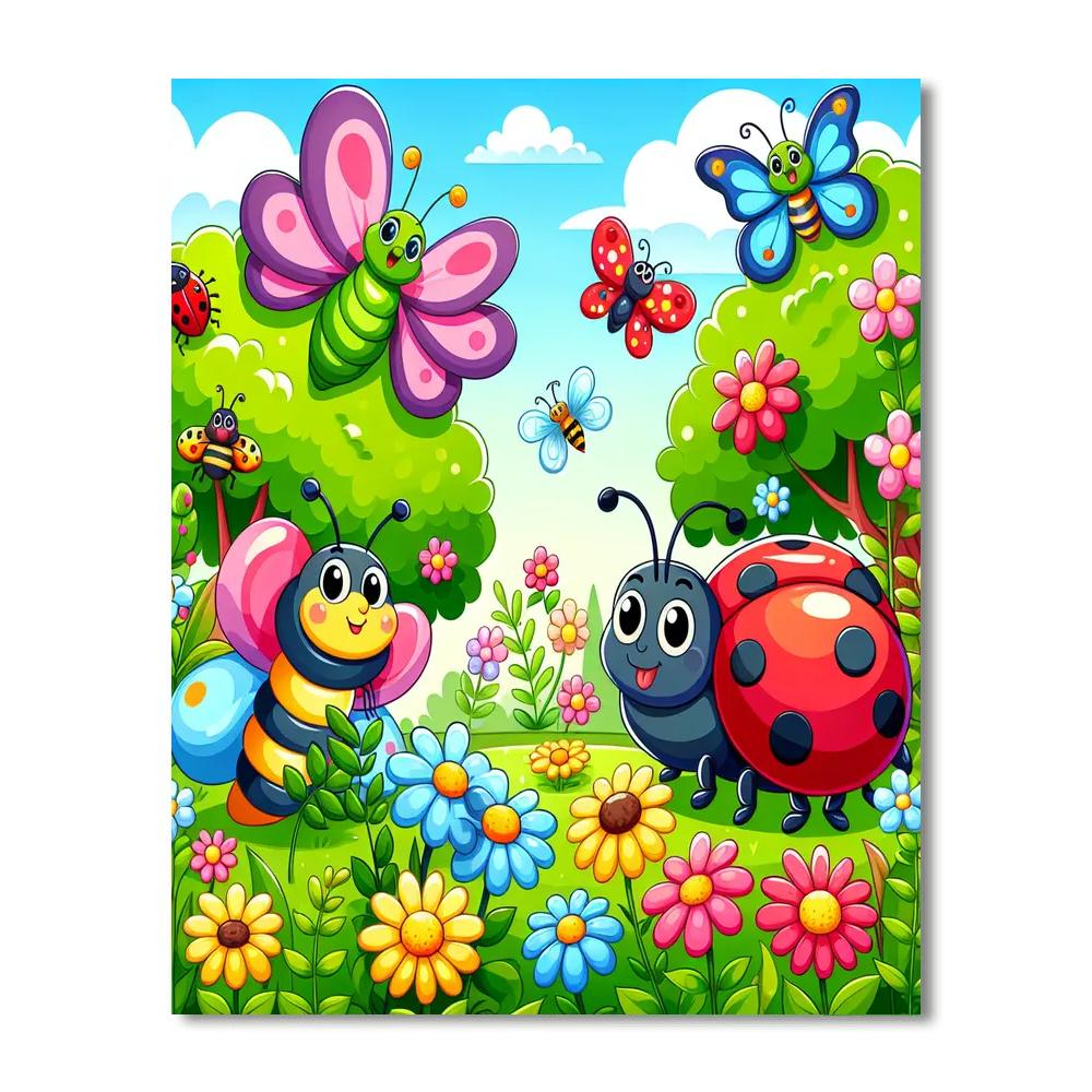 Garden Of Friendly Bugs Paint By Numbers Art