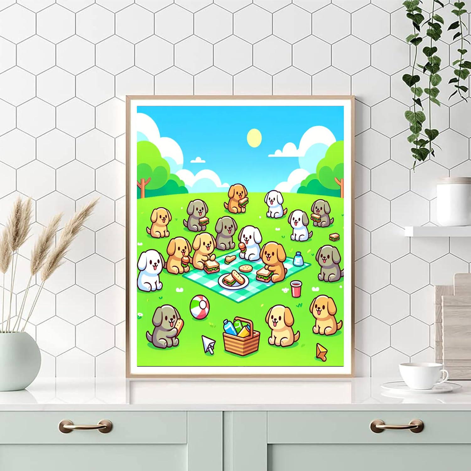 Puppy Playtime Picnic DIY Paint By Numbers