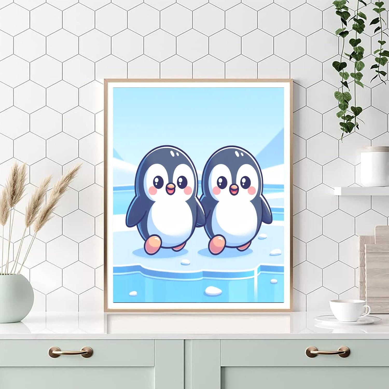 Friendly Penguin Parade Paint By Numbers Art