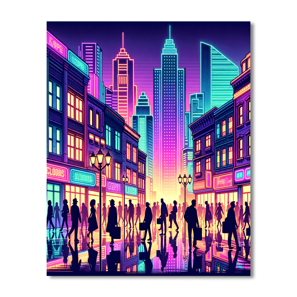 Retro Urban Lights Paint By Numbers