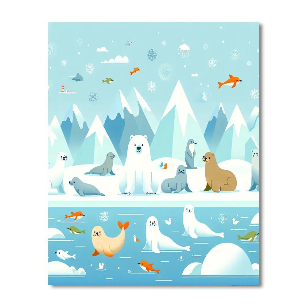 Cheerful Arctic Animals Painting Number Kit