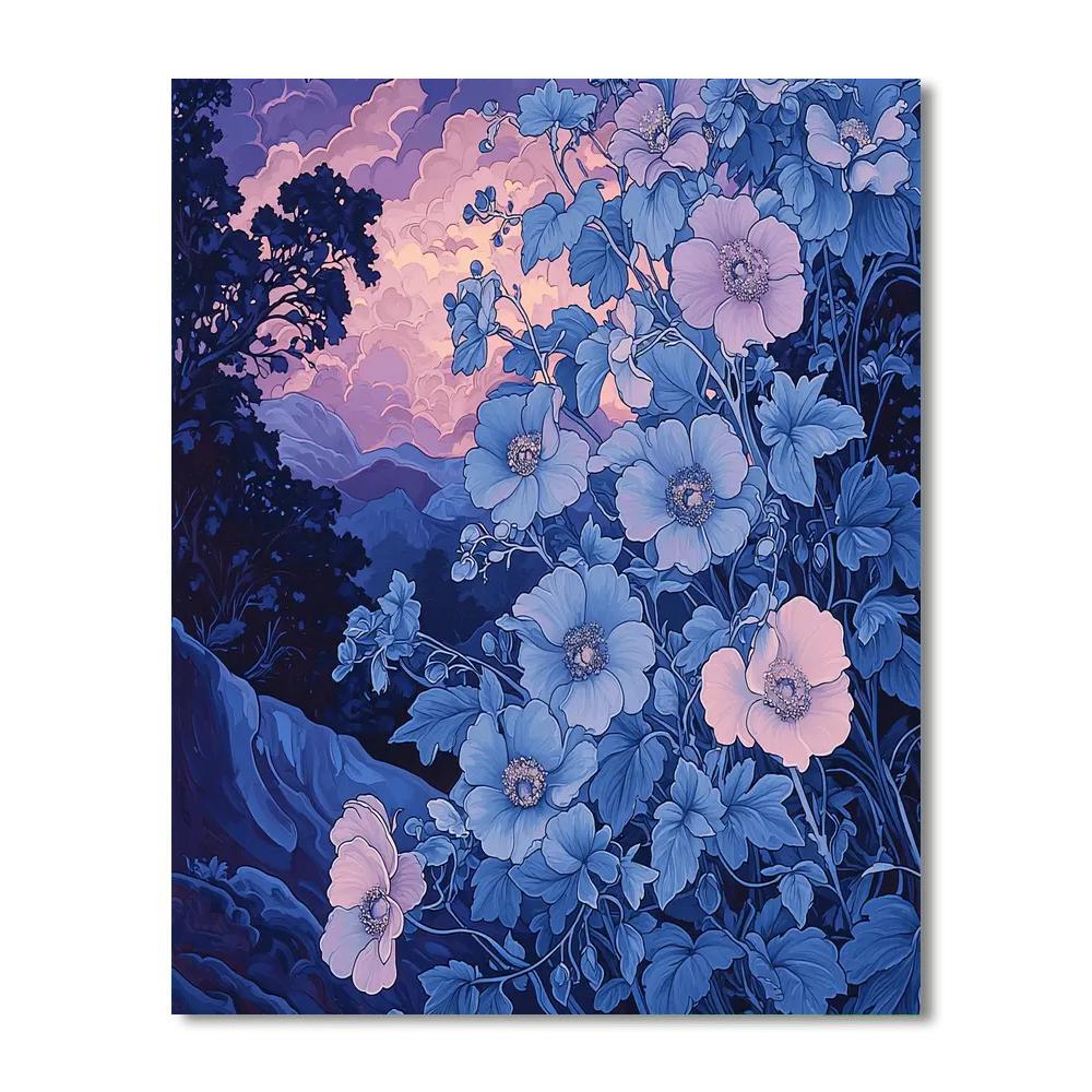 Alphonse Mucha Inspired Twilight's Floral Symphony  Paint By Number