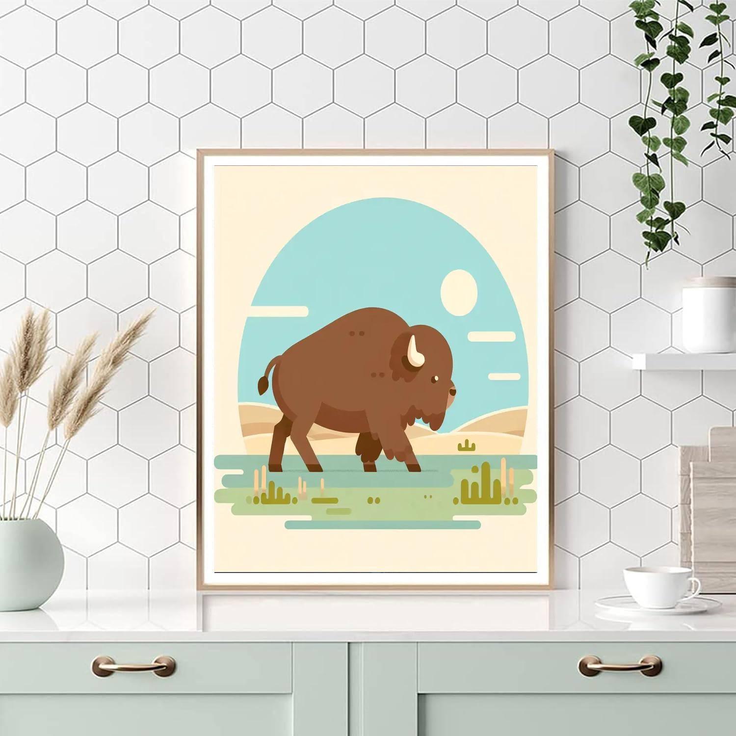 Blissful Bison Stroll Number Painting