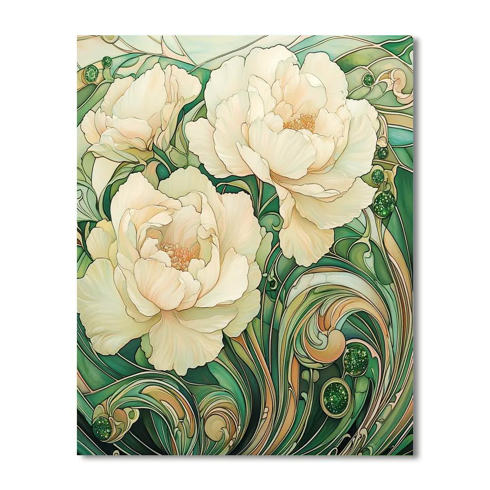 Alphonse Mucha Inspired Mystical Garden Reverie  Paint By Number