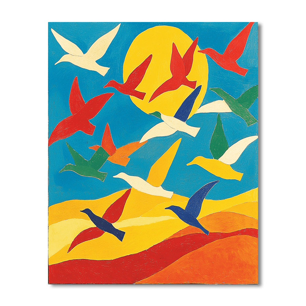 Henri Matisse Inspired Colorful Serenade Of Birds In Flight  Paint By Numbers