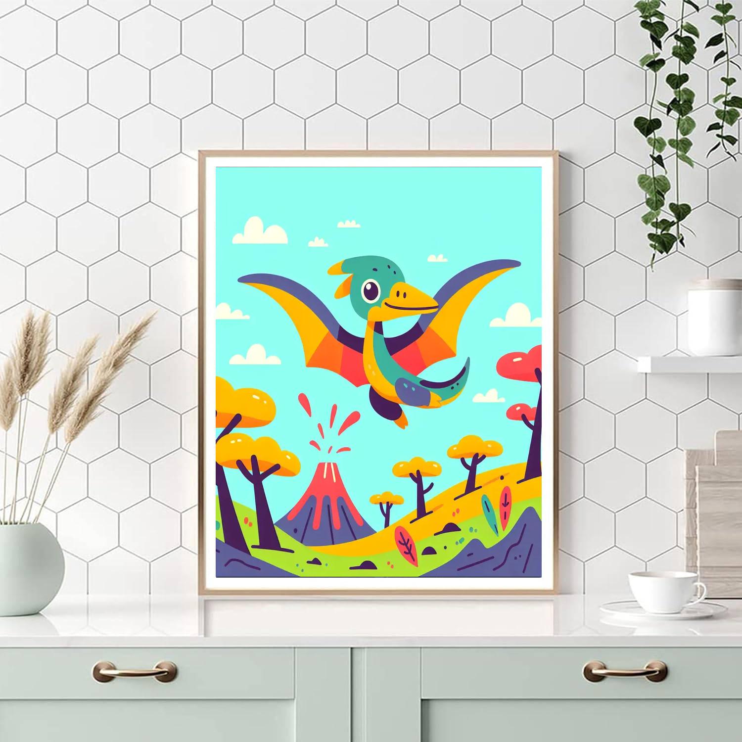 Playful Pterodactyl Paint By Numbers Art