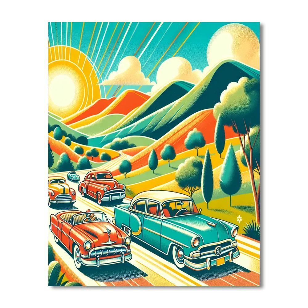 Retro Summer Road Trip Paint By Color