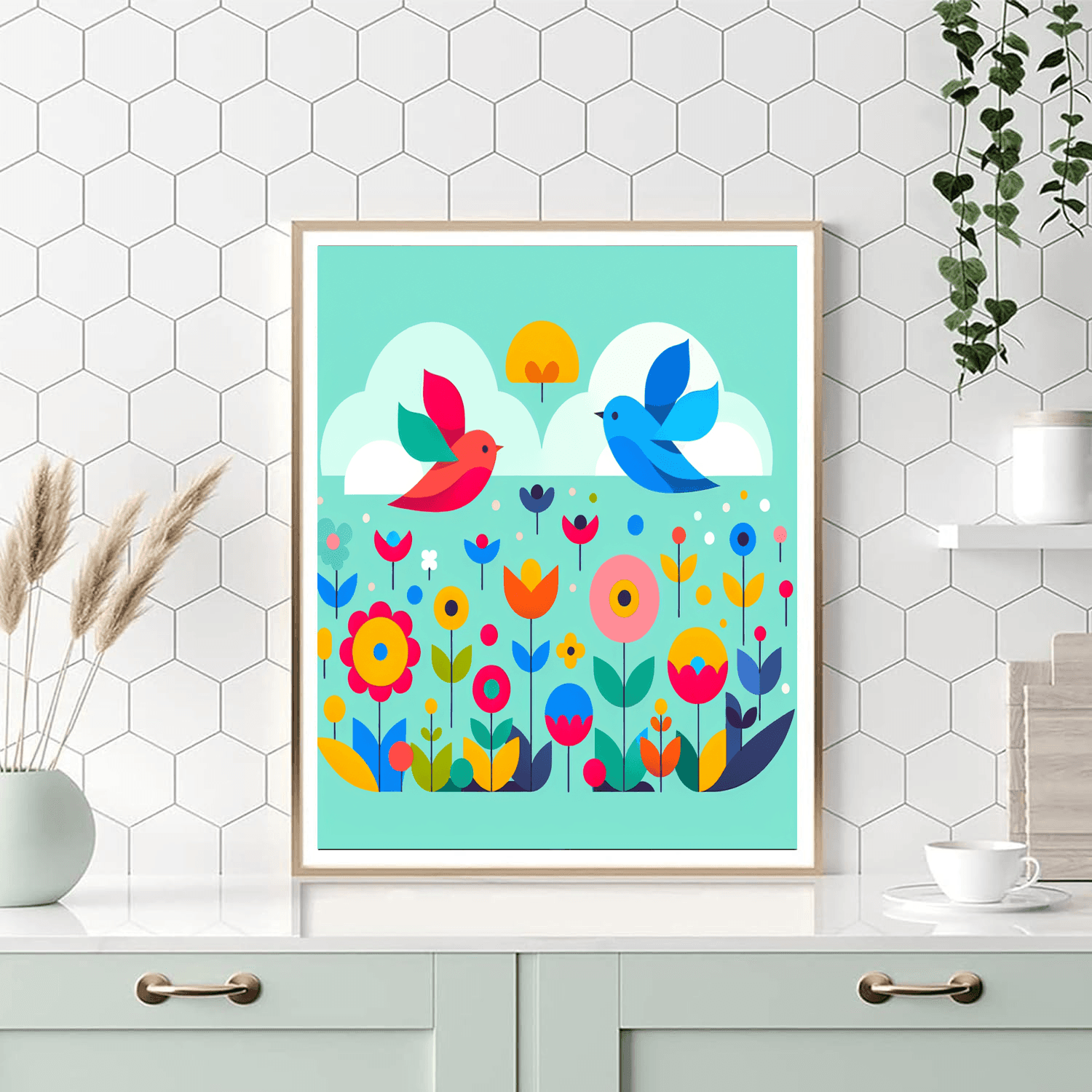 Garden Harmony With Fluttering Birds Paint By Number
