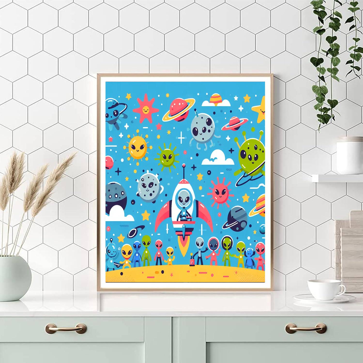 Friendly Alien's Galaxy Painting Number Kit