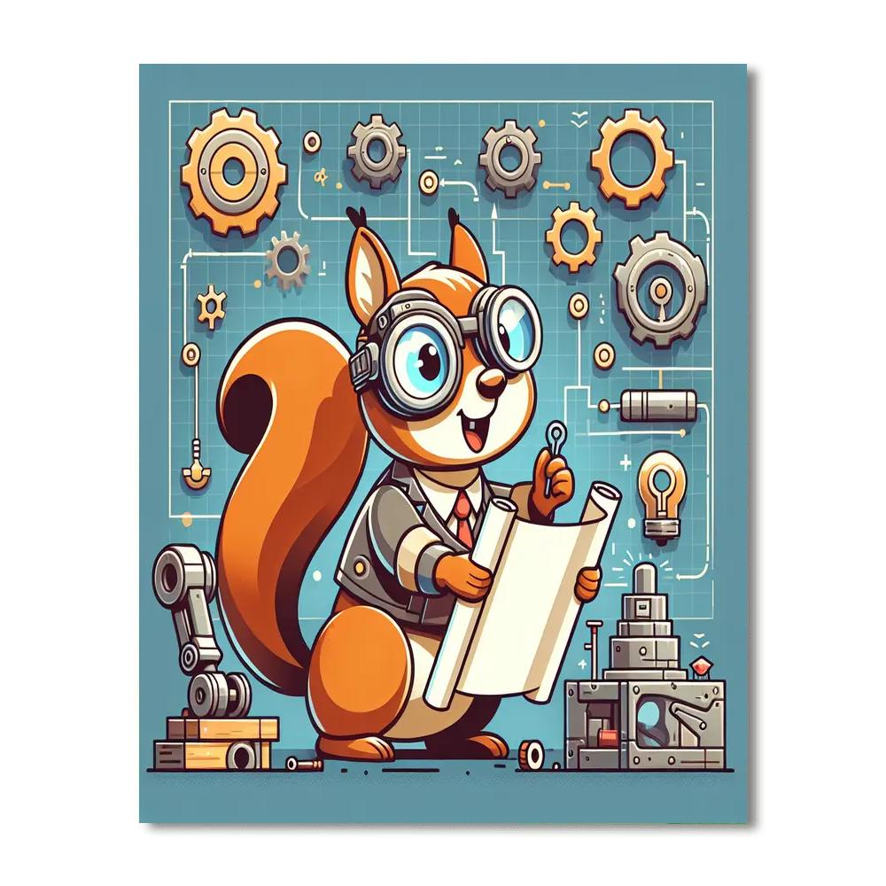 Inventor Squirrel Number Painting