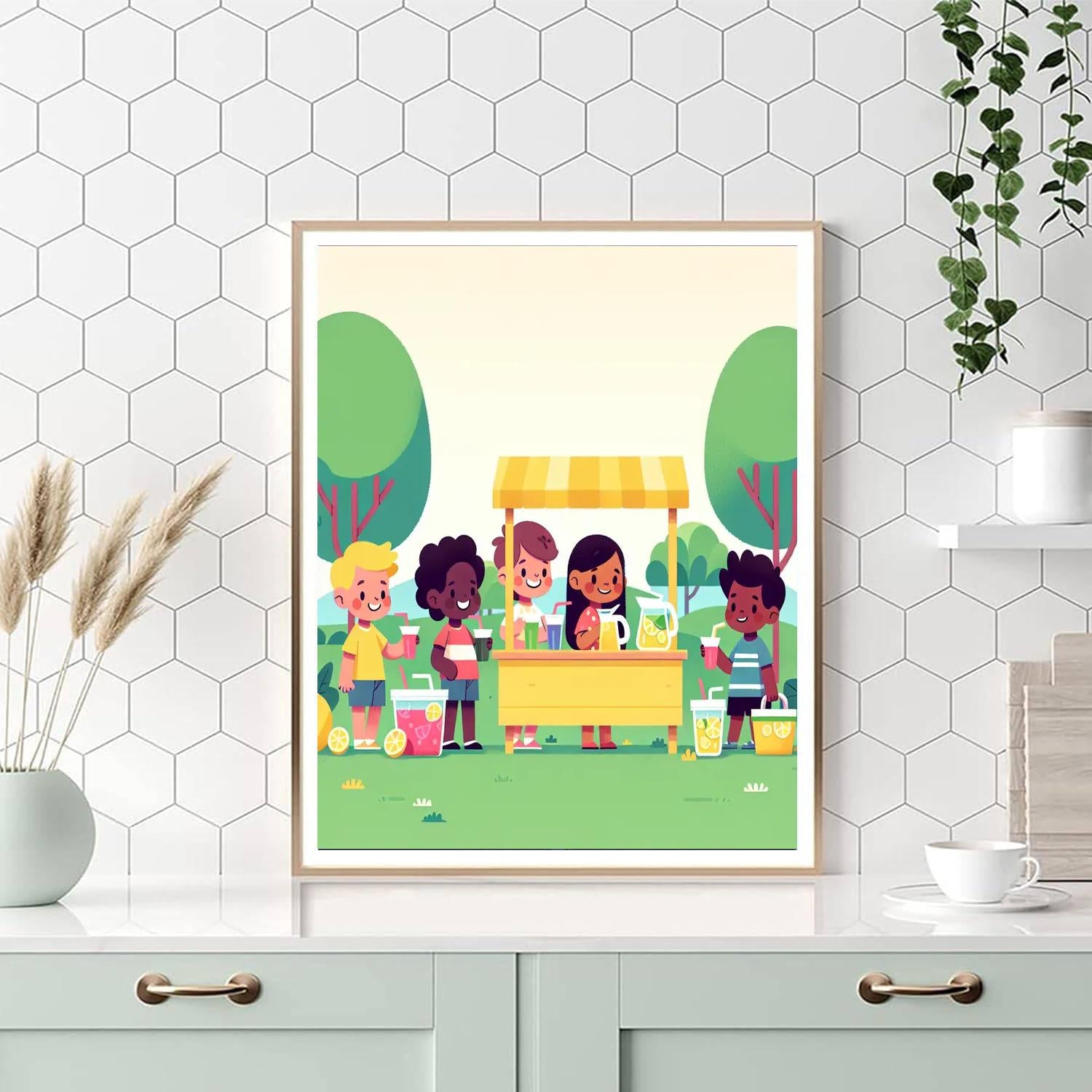 Lively Lemonade Stand Number Painting