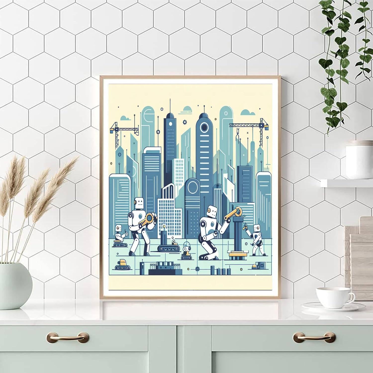 Robot Construction Crew Number Painting