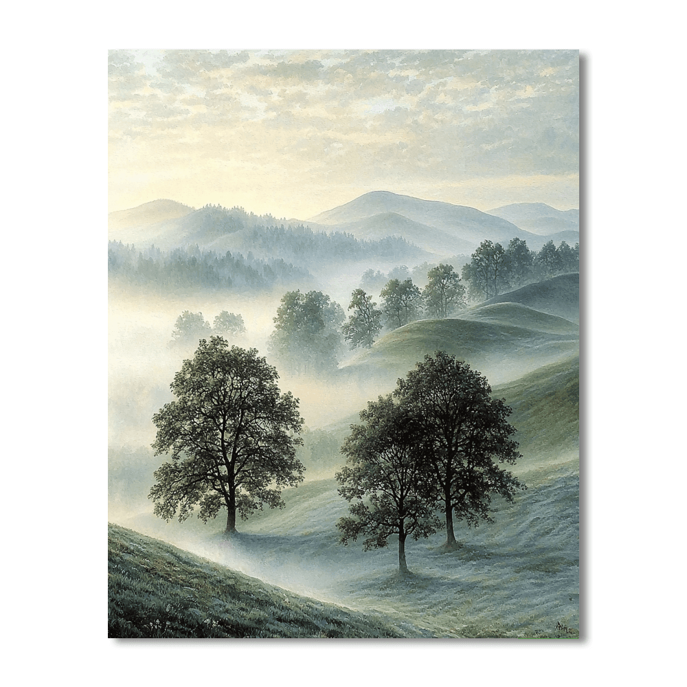 Caspar David Friedrich Inspired Misty Morning  Paint By Numbers