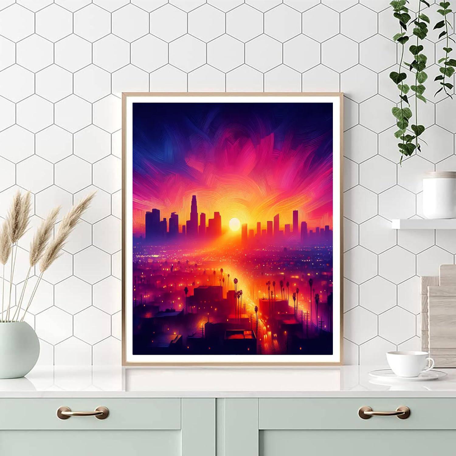 Vibrant Sunset Boulevard Paint By Numbers Art