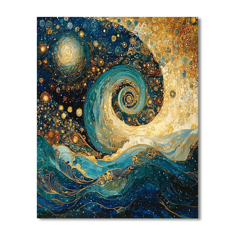 Gustav Klimt Inspired Celestial Symbiosis  Number Painting